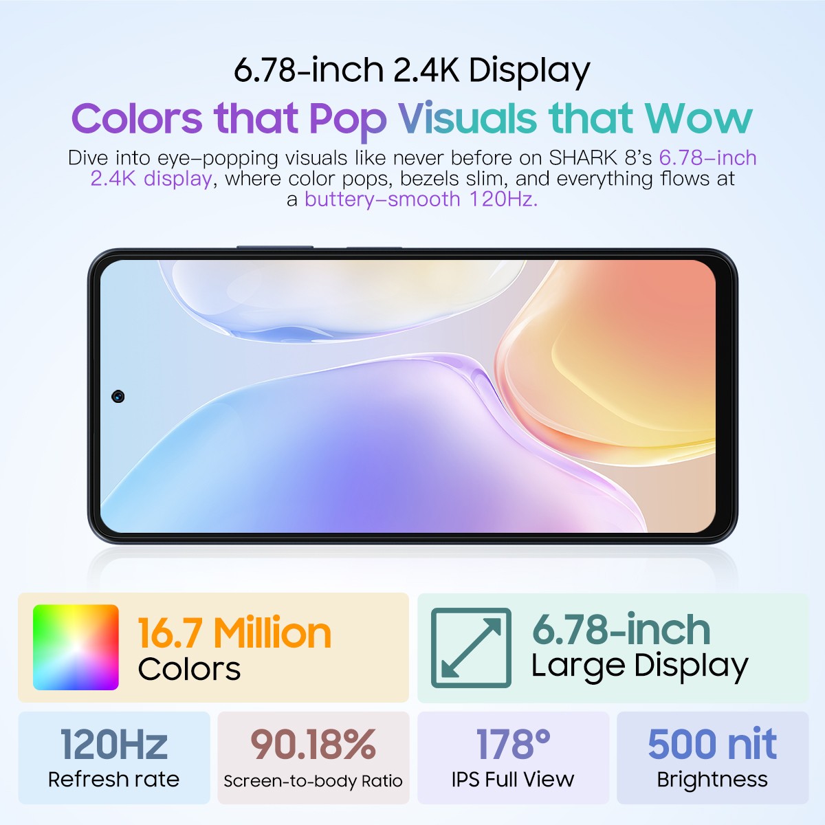 Blackview SHARK 8 Smartphone 16GB+128GB 6.78″ 120Hz Android 13 Dual SIM 64MP NFC
