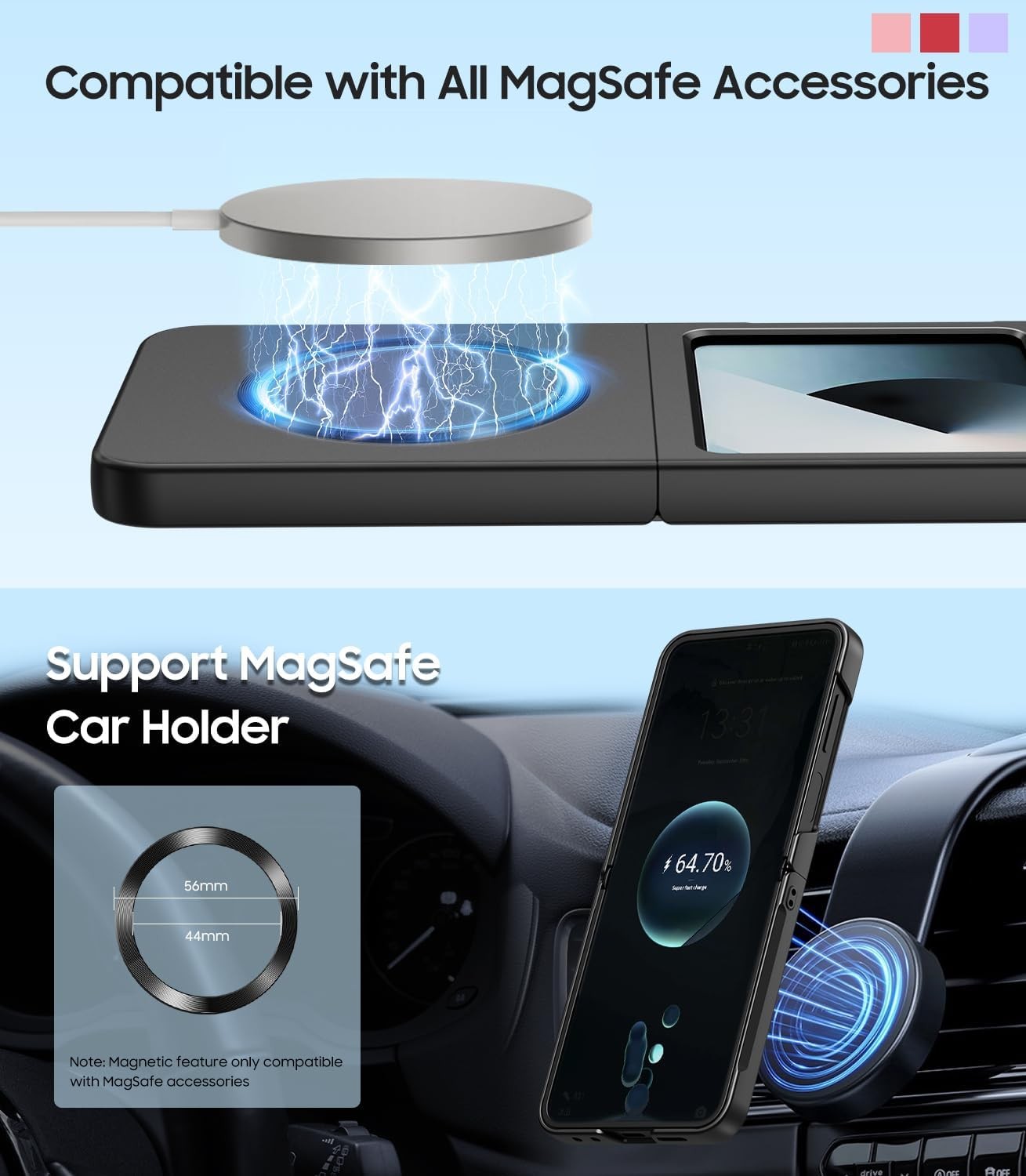Flip Case & Built-in Screen Protector for Samsung Galaxy Z Flip 6 & 7 FE Black