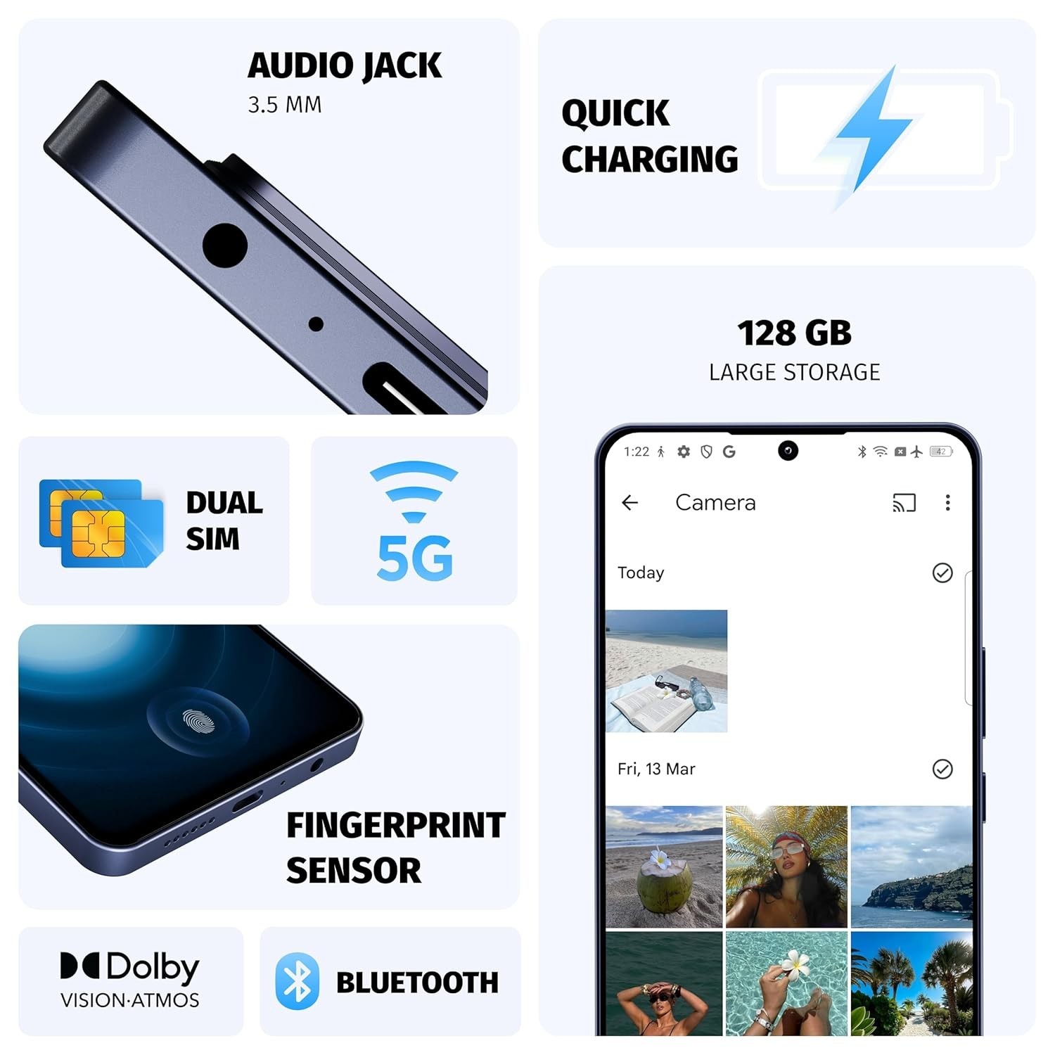 Wobble One 5G 8GB 256GB 50MP Epic Front Camera Dual 4K HDR Unlocked Global White