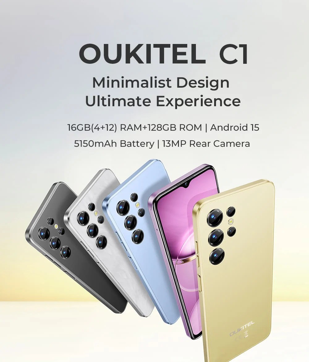 OUKITEL C1 |Unlocked 6.52”HD+Display Android 15 Global Version Cell Phone OB/GD