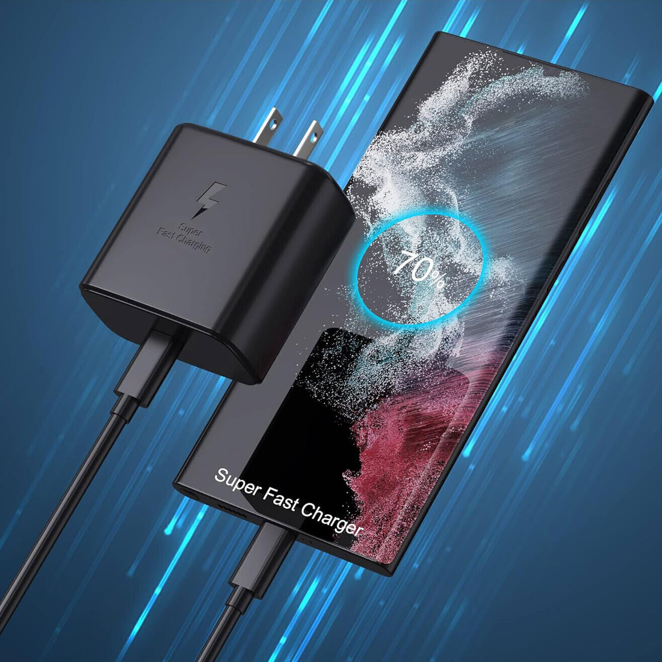 45W Type USB-C Super Fast Wall Charger+ 6ft Cable for Samsung Galaxy S24 S23 S22