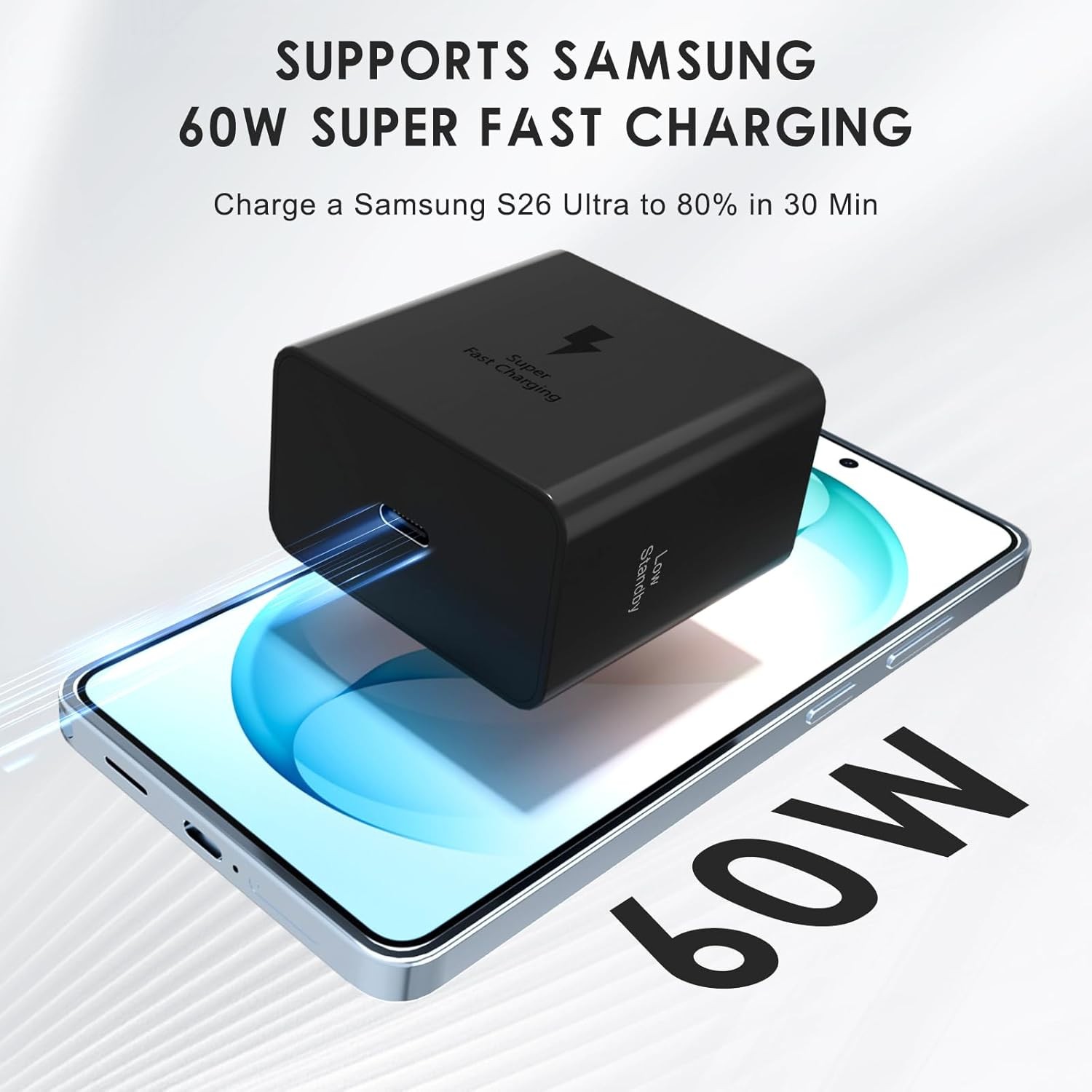 Samsung 60W PD Power Adapter USB-C Port Fast Charging Android Phone Charger Bloc