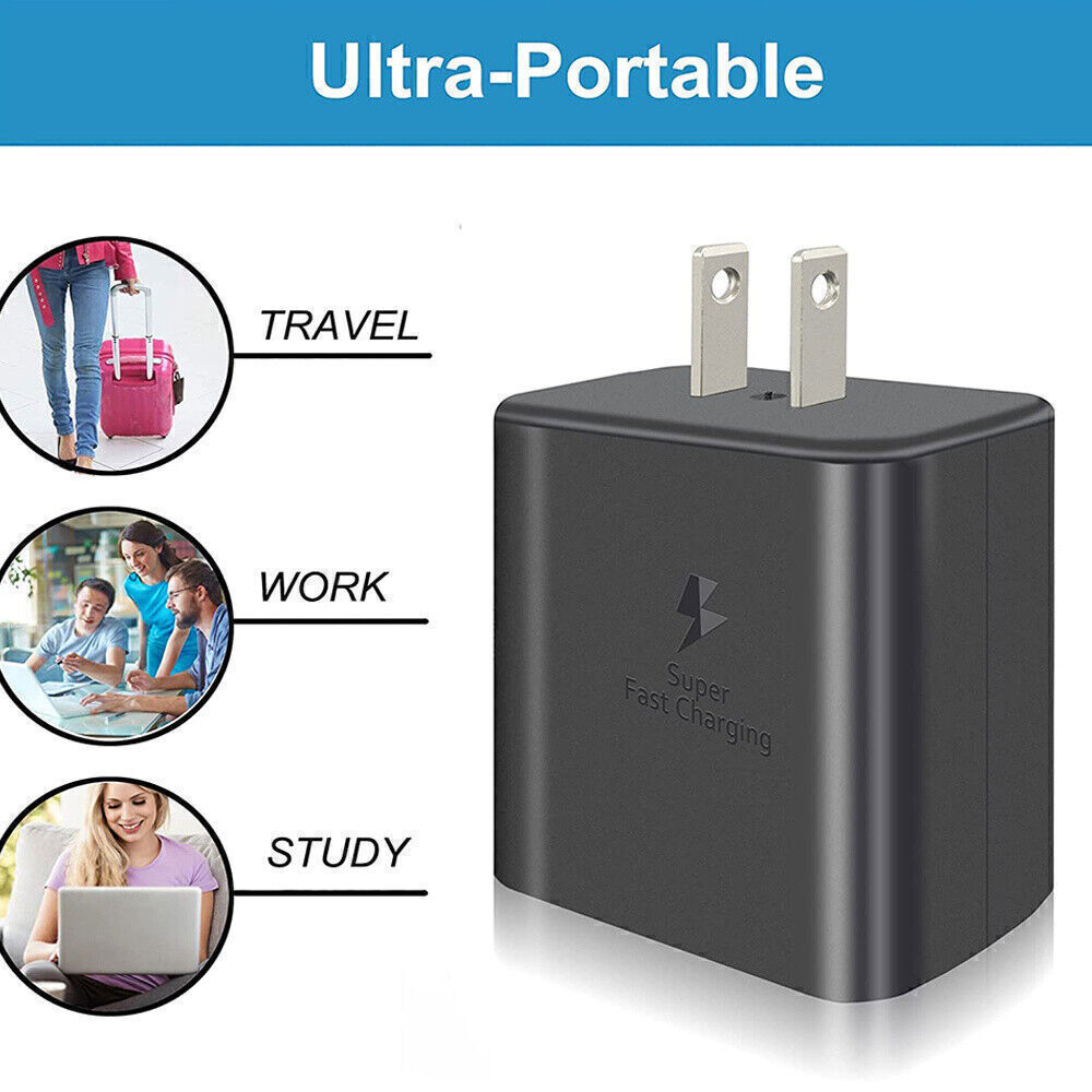 45W Super Fast Wall Charger Type USB-C Charging Cable For Samsung Galaxy S23 S22