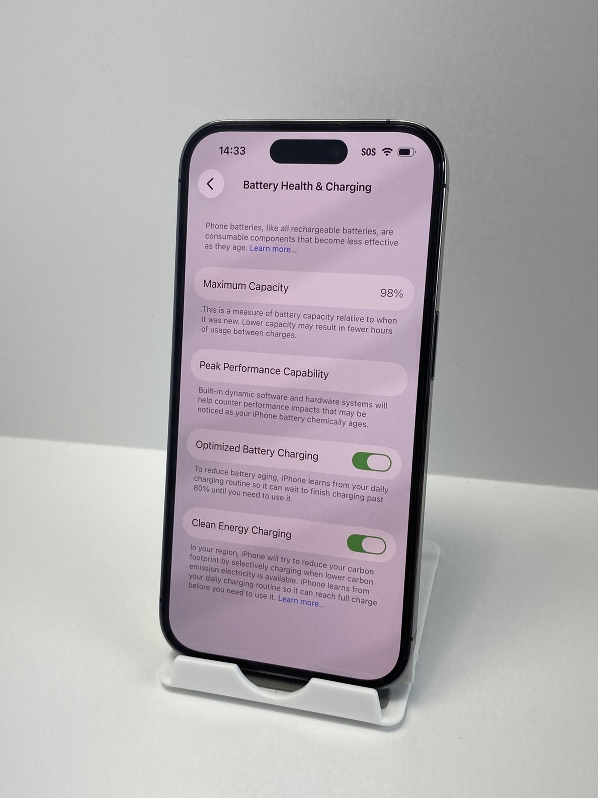 Apple iPhone 14 Pro A2650 512GB Purple Unlocked device 98% battery health