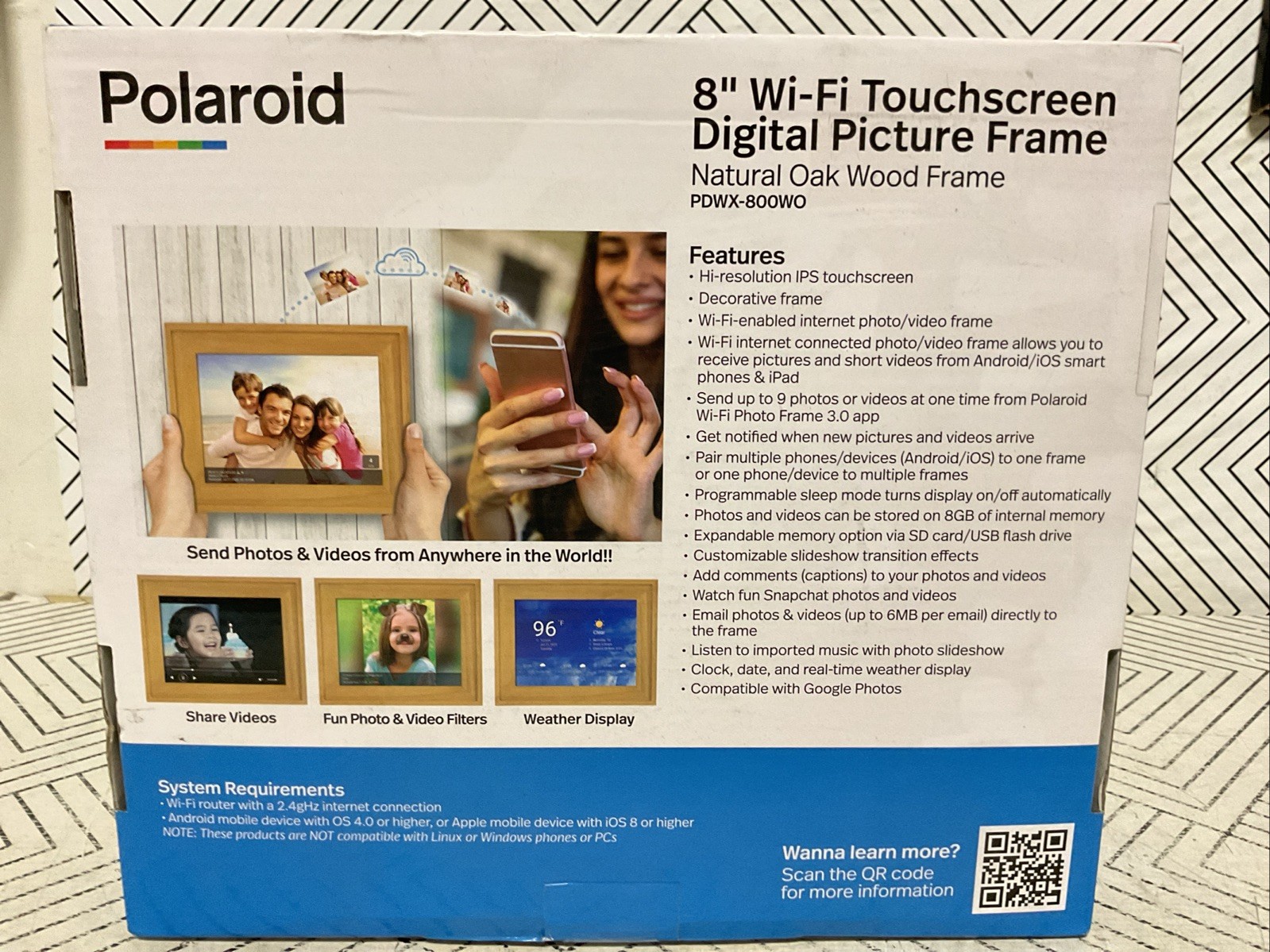 🎙️ Polaroid 8″ WiFi Digital Natural Oak Wood Frame Photo Frame! 🆕