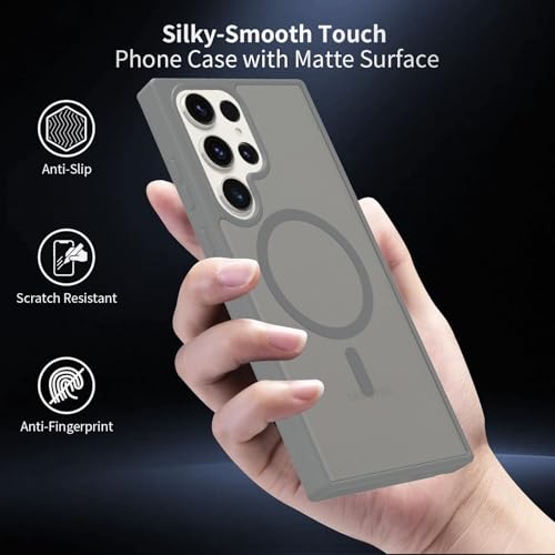 Samsung Galaxy S23 Ultra Case Magnetic, [Compatible with Magsafe] Frosted 6.8-In