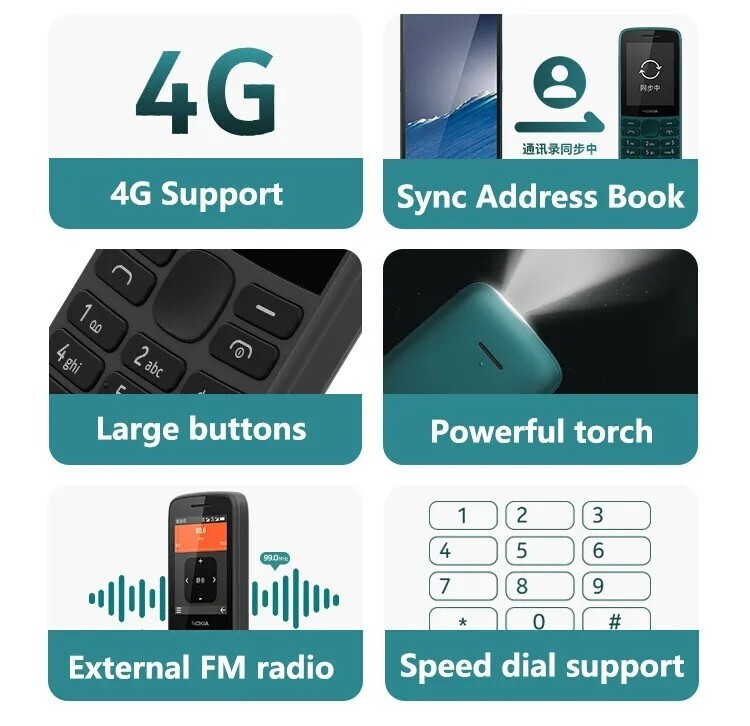 Nokia 215 Dual SIM 4G Unlocked Bluetooth 128MB 64MB RAM Classic Mobile Phone