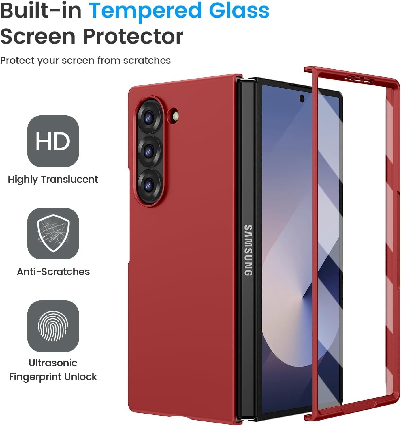 Case & Built-in Screen Protector for Samsung Galaxy Z Fold 6 Ultra-Thin Green