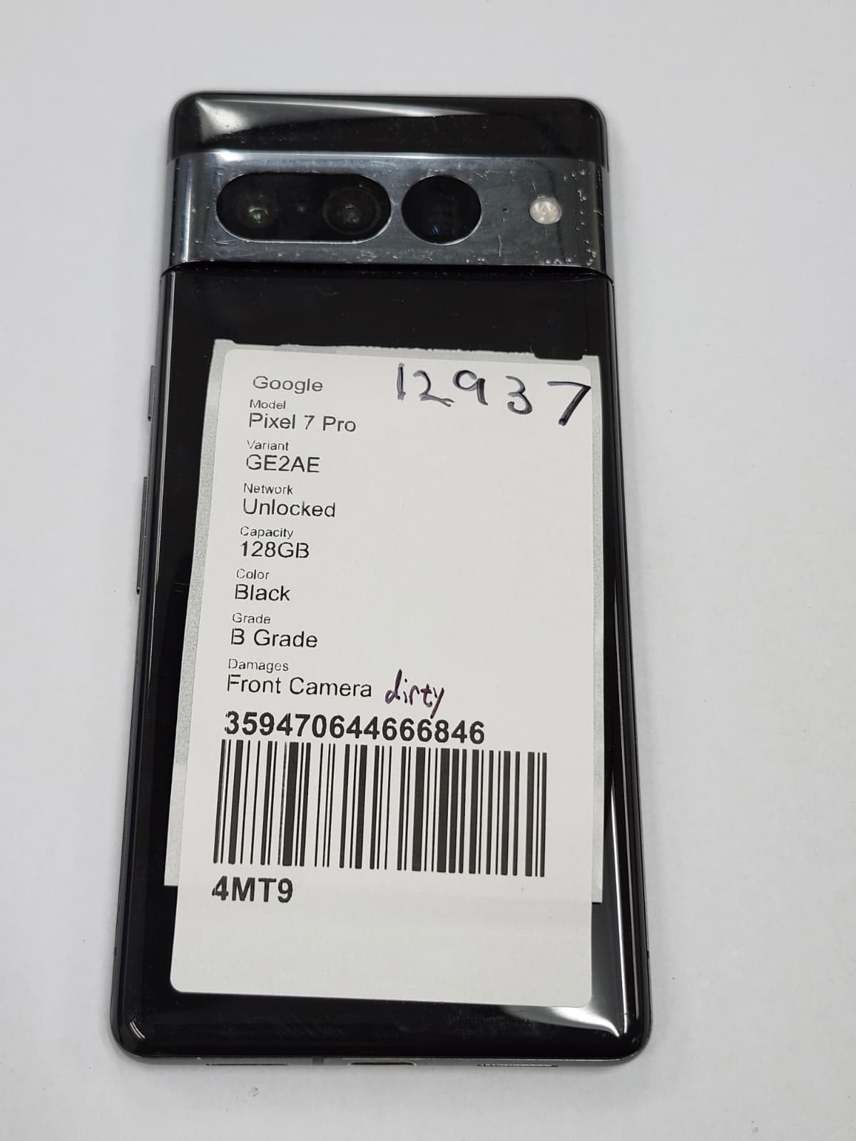 DEFECTIVE – Google Pixel 7 Pro – 128GB – Black – Unlocked – GE2AE – 12937