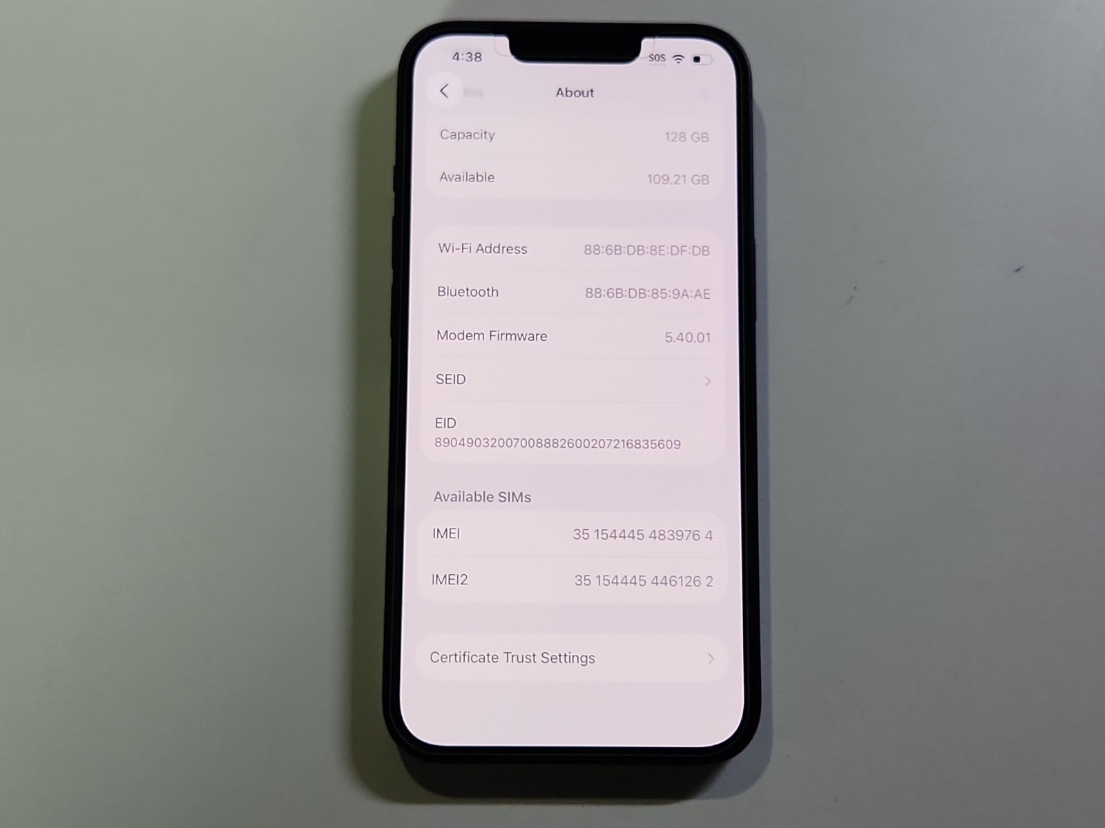 Apple iPhone 13 5G A2482 128GB CRICKET Clean IMEI BH= 100% charged 2 times