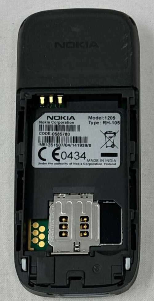 Nokia 1209 Vintage Cell Phone Bar Keyboard Slim GSM MP3 MicroSD 2.5mm Jack OEM