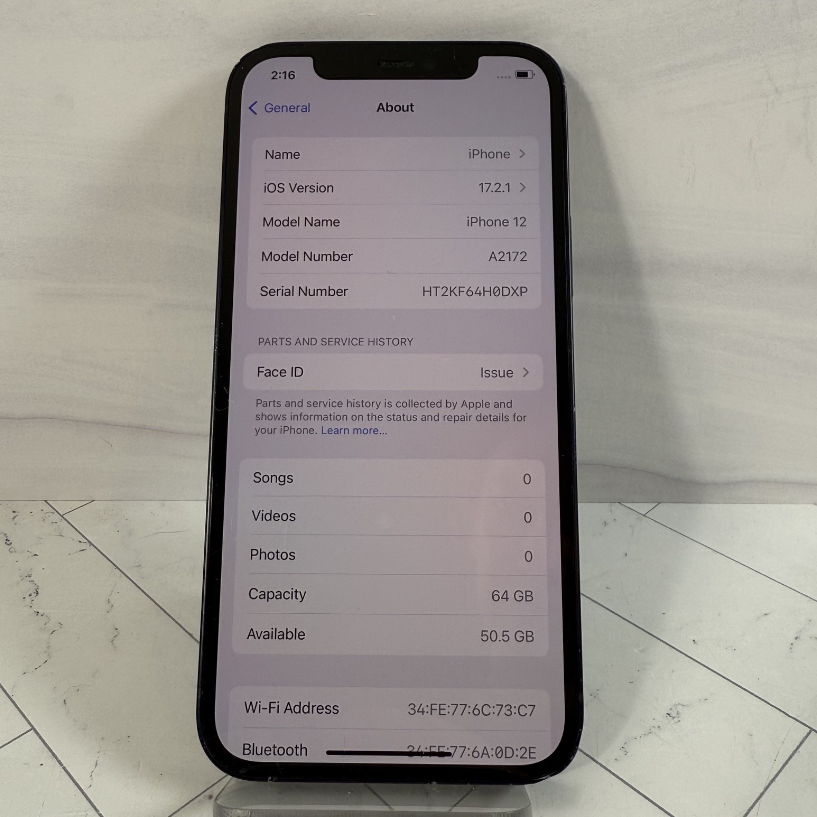Apple iPhone 12 64GB Black A2172 Xfinity Bad Face ID #A91