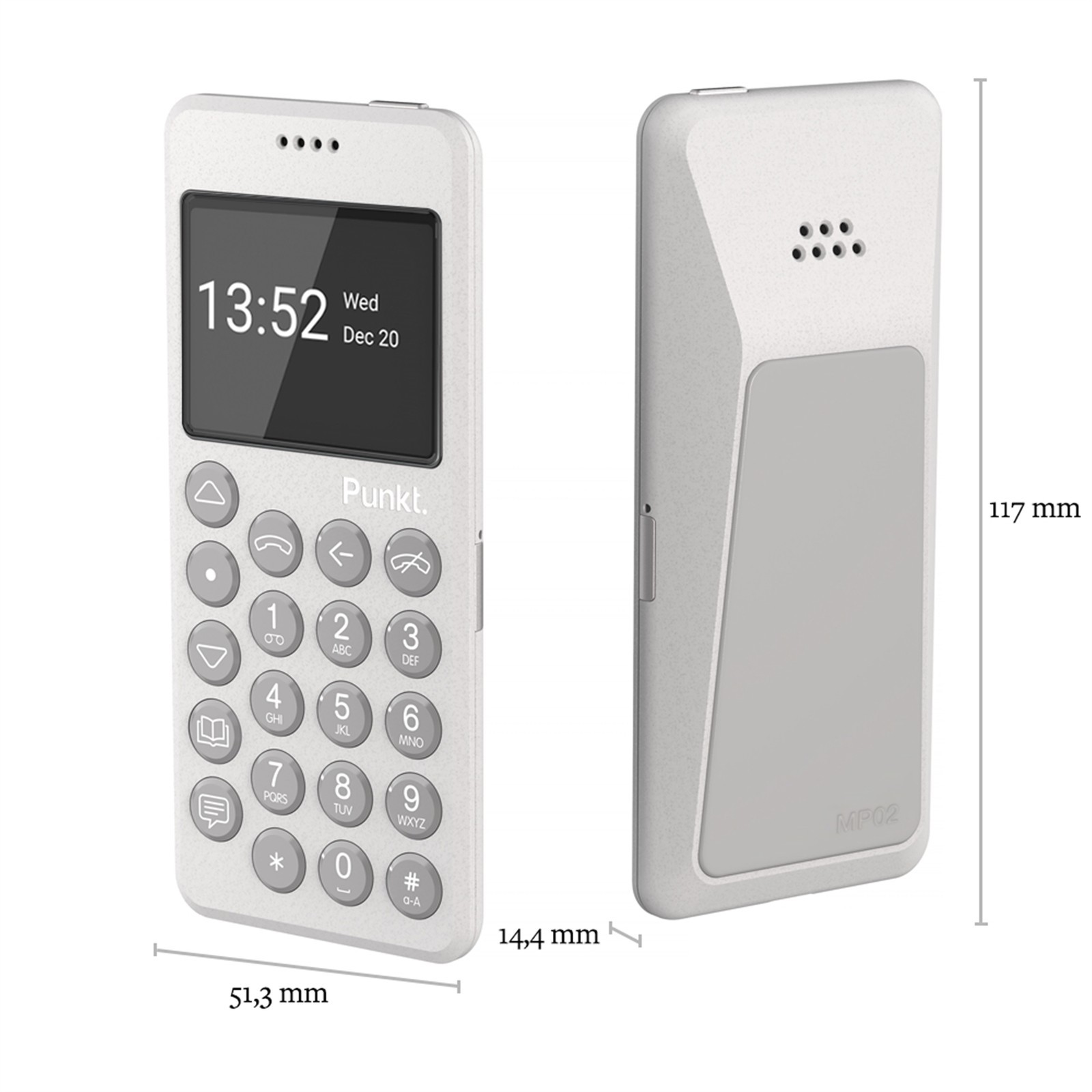Punkt. MP02 Minimalist 4G LTE Cell Phone – 2GB RAM, 16GB Storage – Grey