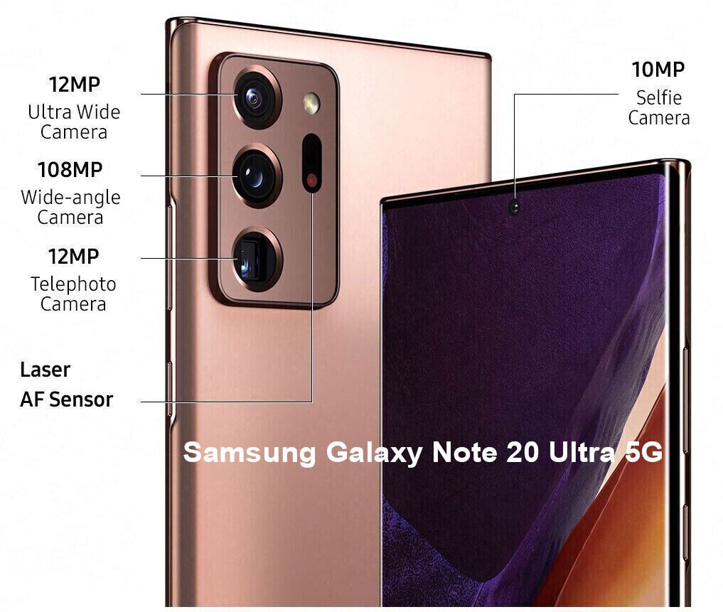 New Samsung Galaxy Note20 Ultra (5G) SM-N986U 128GB Unlocked GSM+CDMA 108MP US