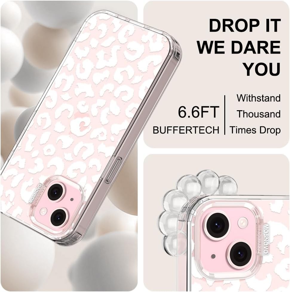 1. For iPhone 15 Case – Buffertech 6.6ft Military-Grade Drop Protection Clear TP