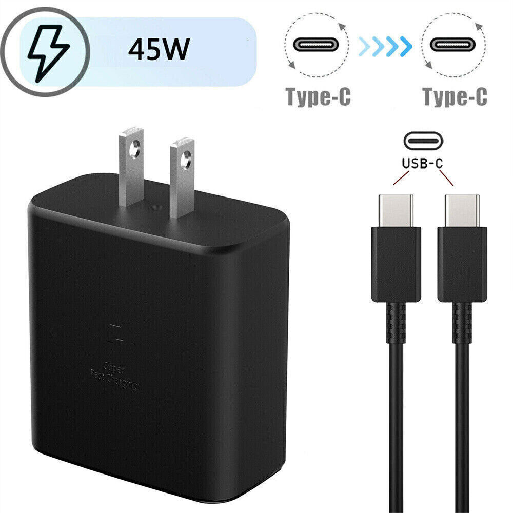 For Samsung Galaxy 45W PD Super Fast Power Adapter Wall Charger &USB-C 6ft Cable