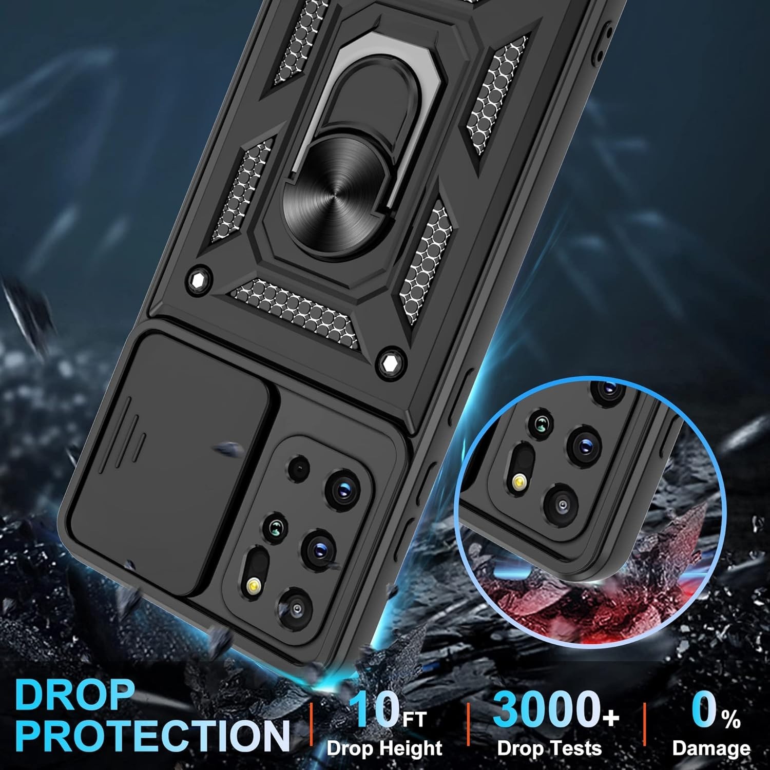 Samsung Galaxy 20 Plus 5G Case+ Screen Protector, Heavy Duty, 360°Rotation-Black