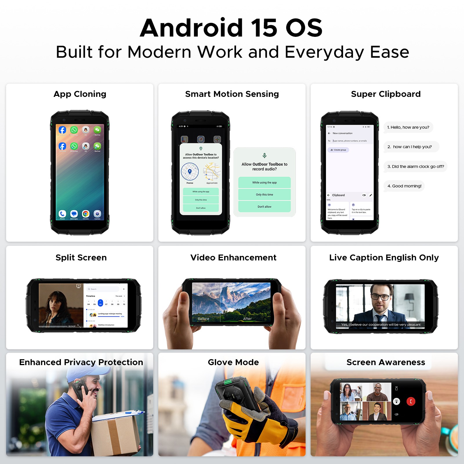 DOOGEE Fire3Ultra Android 15 Rugged Phone Unlocked Smartphone 8350mAh 24GB+256GB