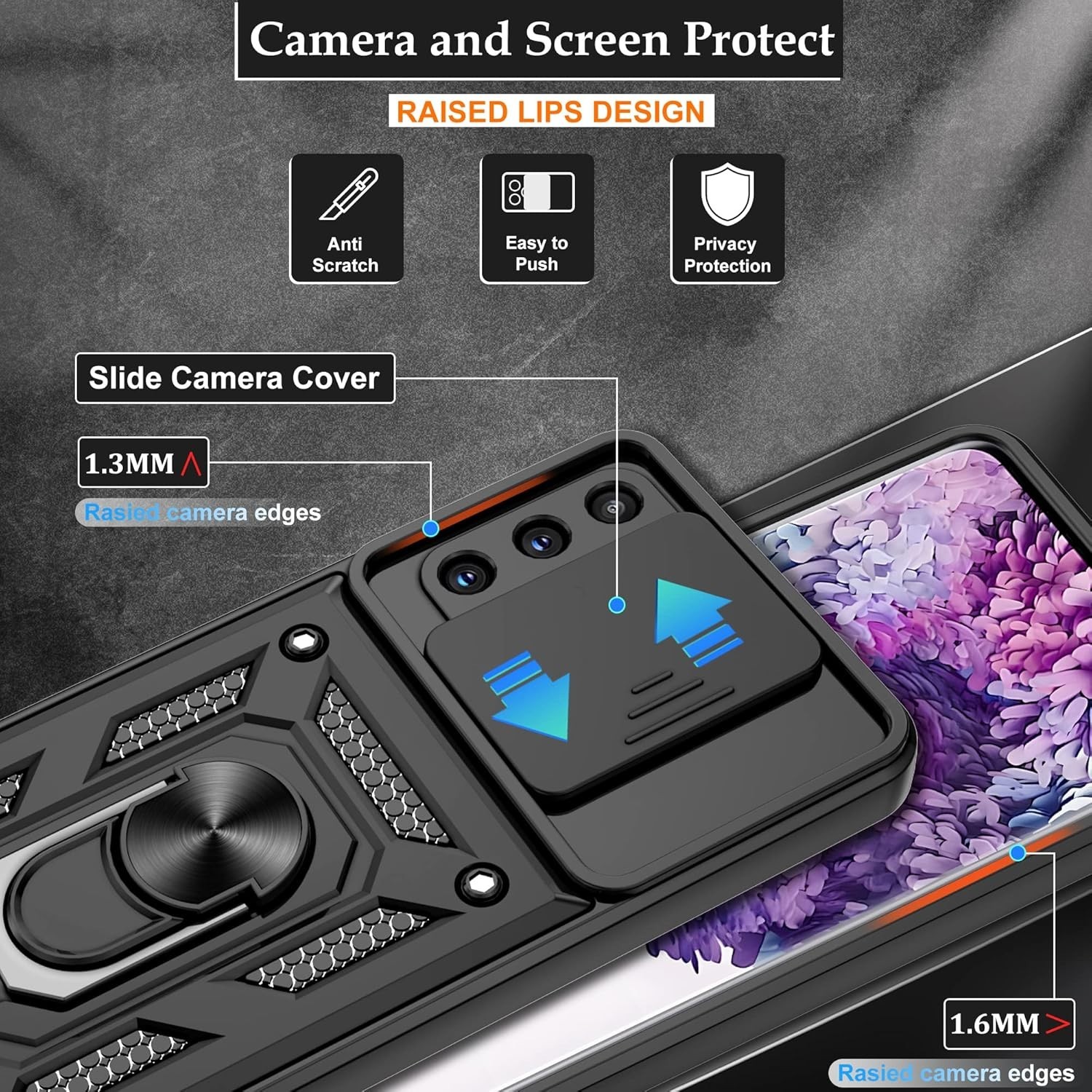 Samsung Galaxy 20 Plus 5G Case+ Screen Protector, Heavy Duty, 360°Rotation-Black