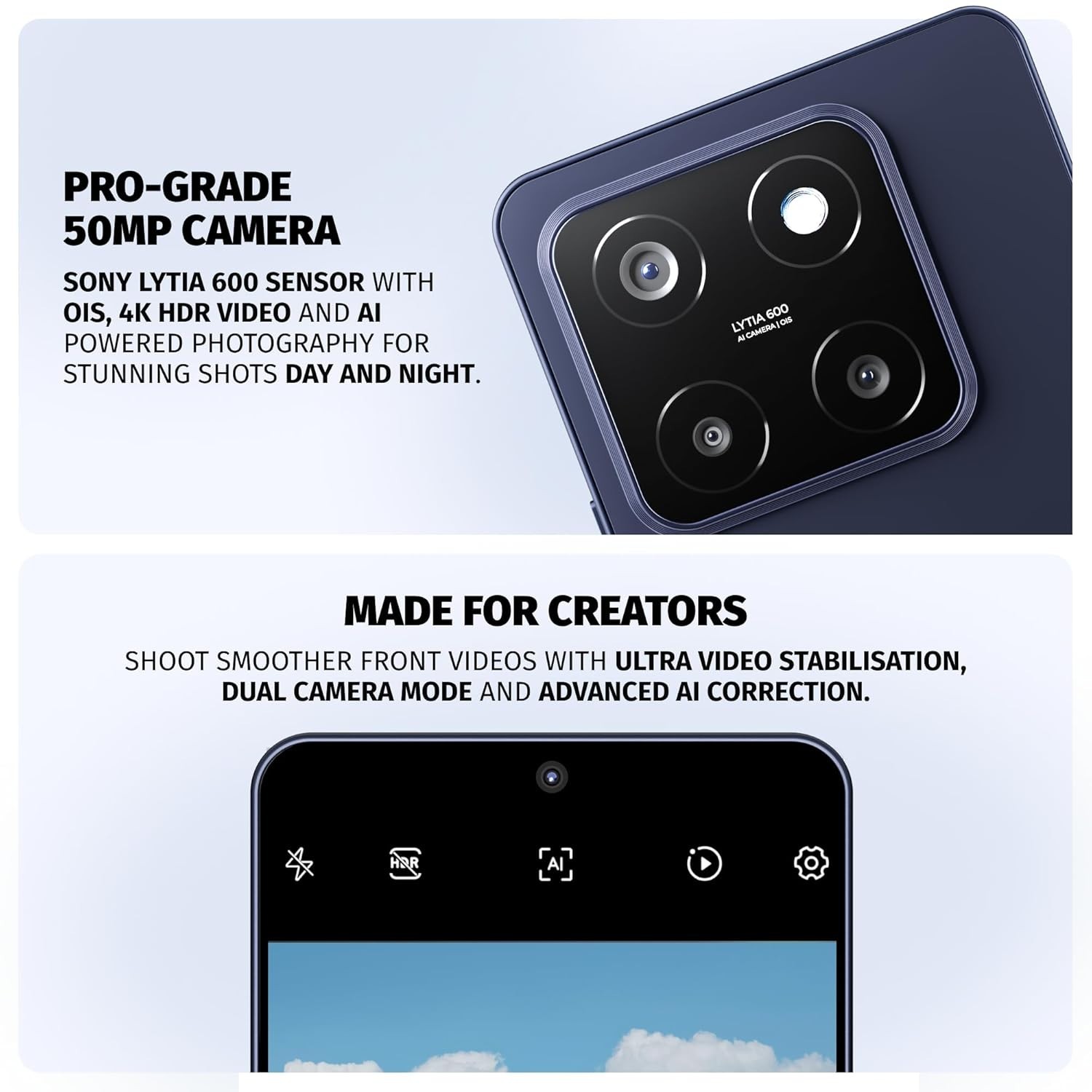 Wobble One 5G 8GB 128GB 50MP Epic Front Camera Dual 4K HDR Unlocked Global White