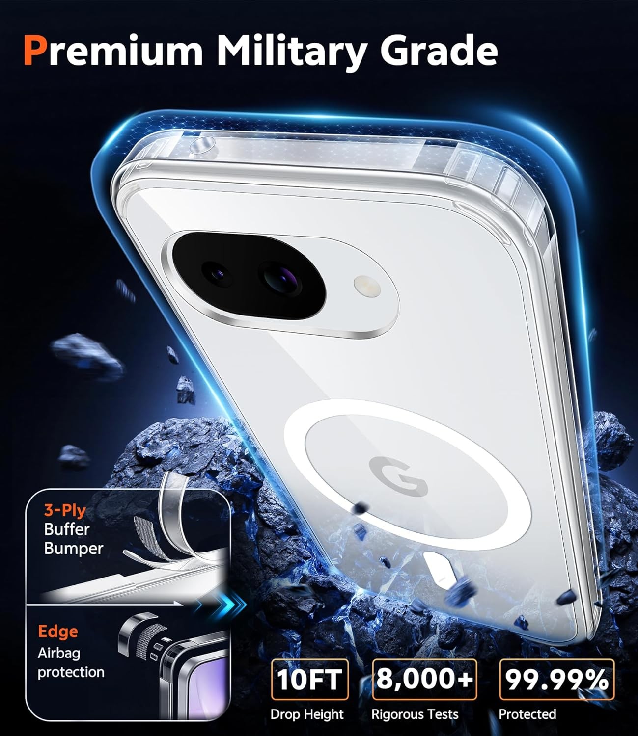 for Google Pixel 10a Case: Magnetic Military Grade Drop Protection with Screen P