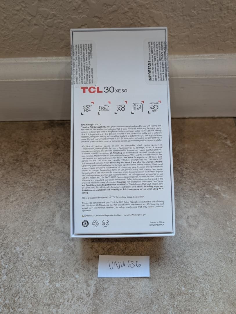 TCL 30 XE 5G Network Locked 64GB Storage 4GB RAM 13MP Camera 6.52in Android Cell