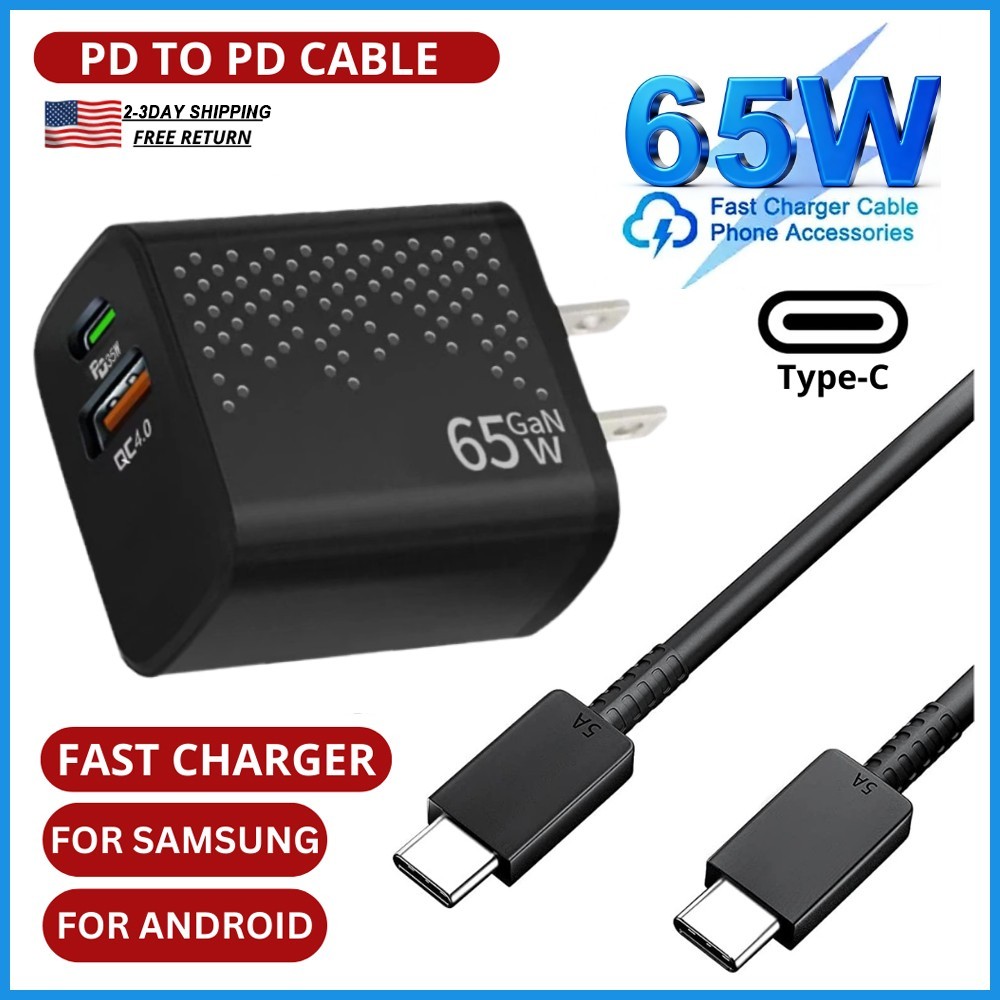 45W Type USB C Super Fast Wall Charger+Cable For Samsung Galaxy S23 S22 S21 S24