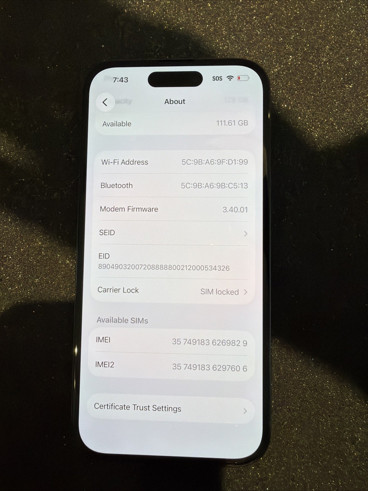 iPhone 15 128GB Black – Xfinity Locked ***No Face ID***