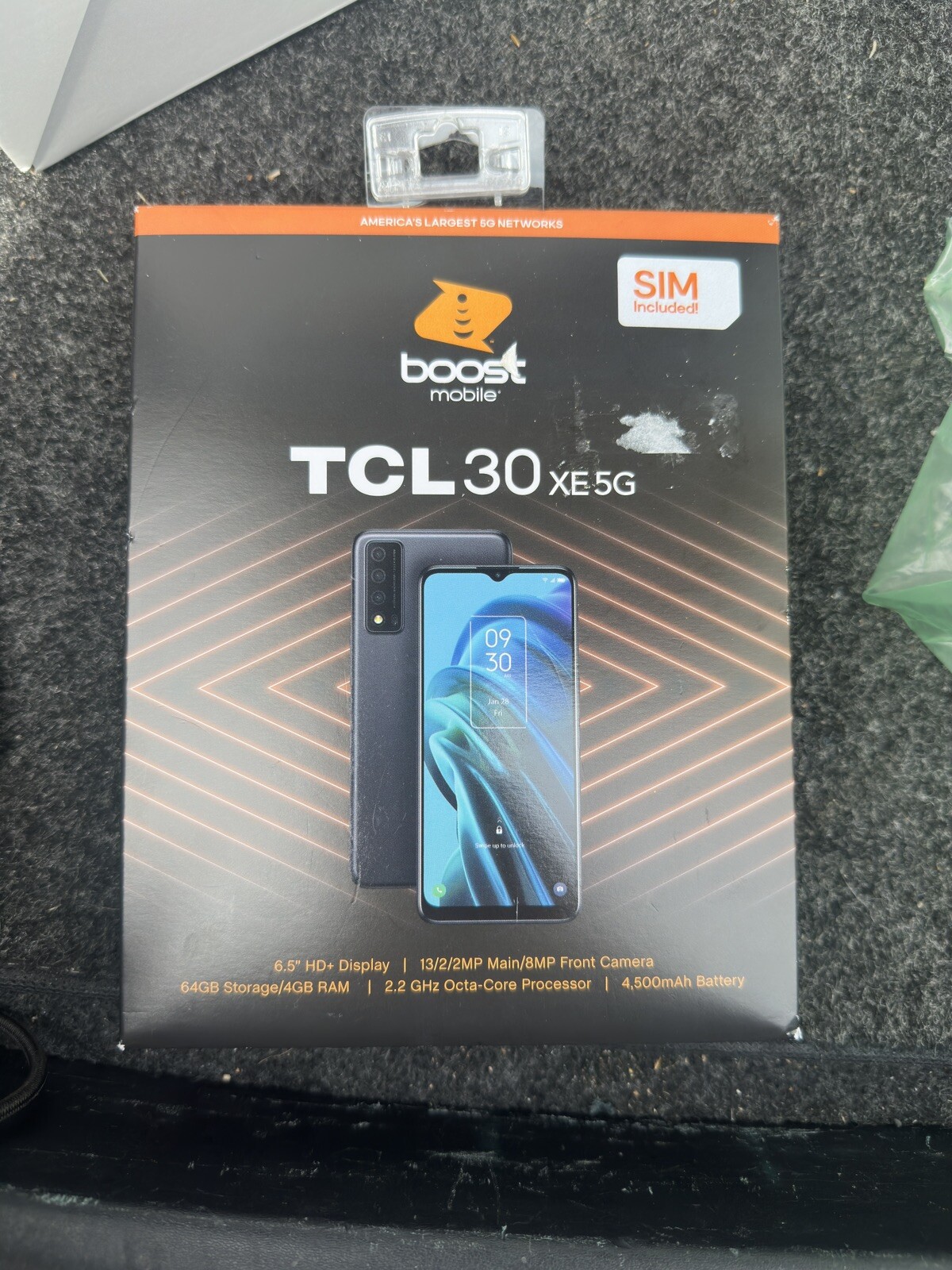 Boost Mobile TCL 30XE 5G, 6.5″ HD+, 64GB, Black, Prepaid Smartphone – SEALED