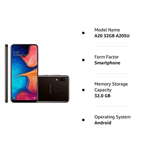 Samsung Galaxy A20 32GB 6.4″ Display A205U Black (GSM Unlocked) – Open Box