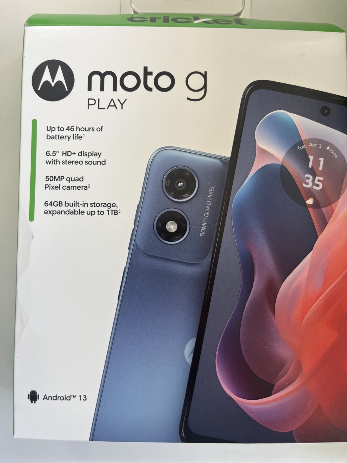 MOTOROLA MOTO G PLAY (2024) Blue XT2413-3 64GB 🔒 Locked Cricket AT&T Smartphone