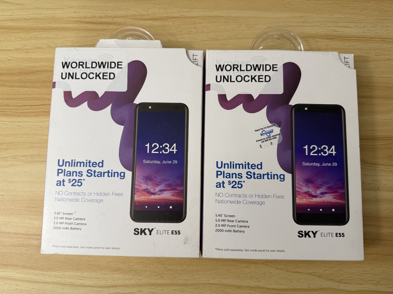 LOT 2 SKY Devices Elite E55 -Blue (UNLOCKED /Tello/Mint ) Dual SIM -Android 10
