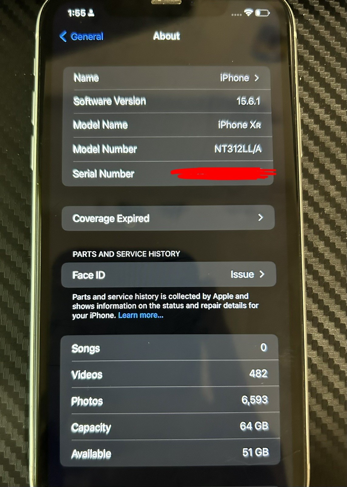 Apple iPhone XR 64GB White Factory Unlocked Smartphone Face ID ISSUE