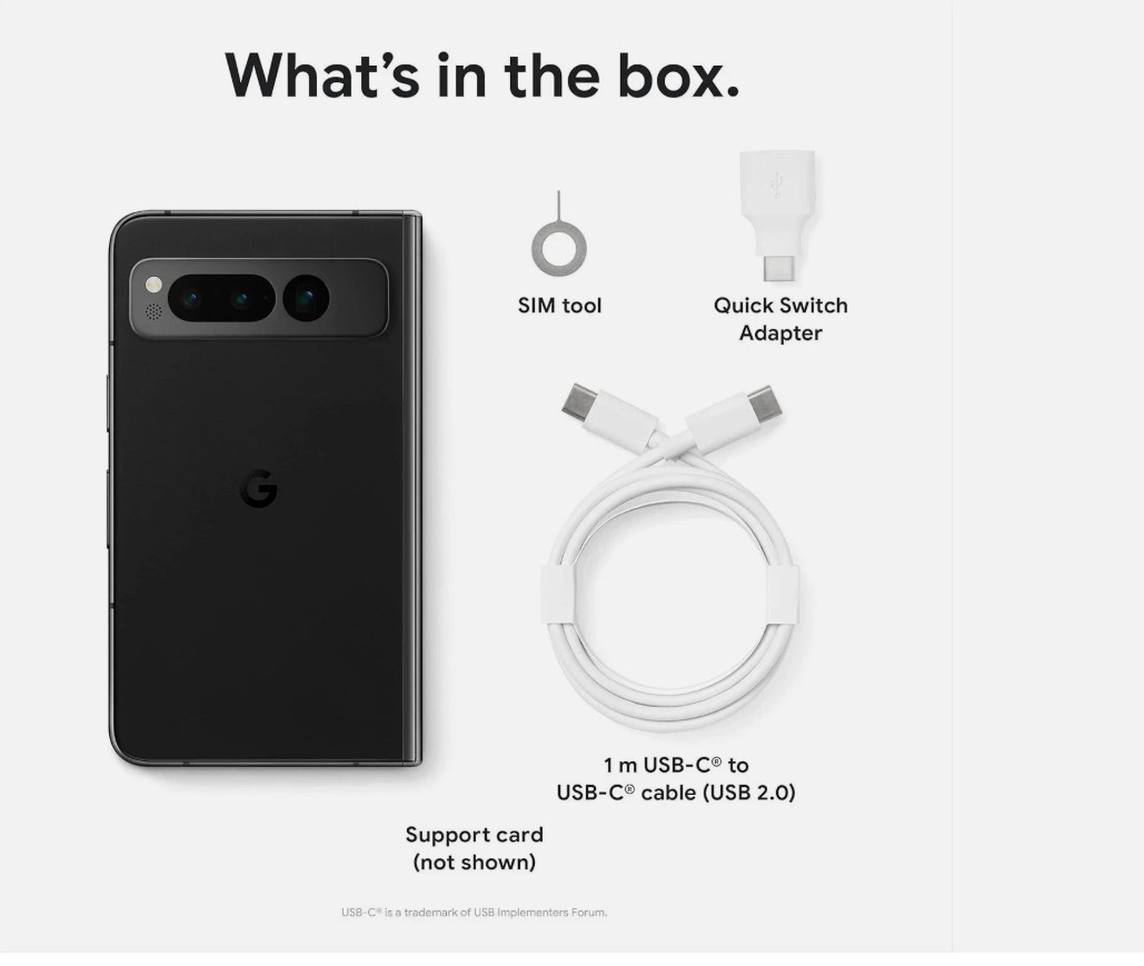 Google Pixel Fold G9FPL 256GB Obsidian Unlocked 5G Foldable Android Phone NEW