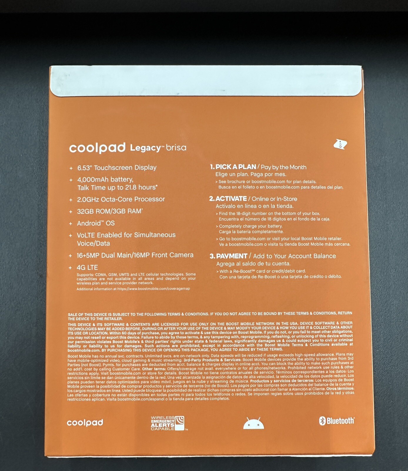 CoolPad Legacy Brisa 6.53″ 32GB Storage 3GB RAM Silver LTE Boost Mobile Prepaid