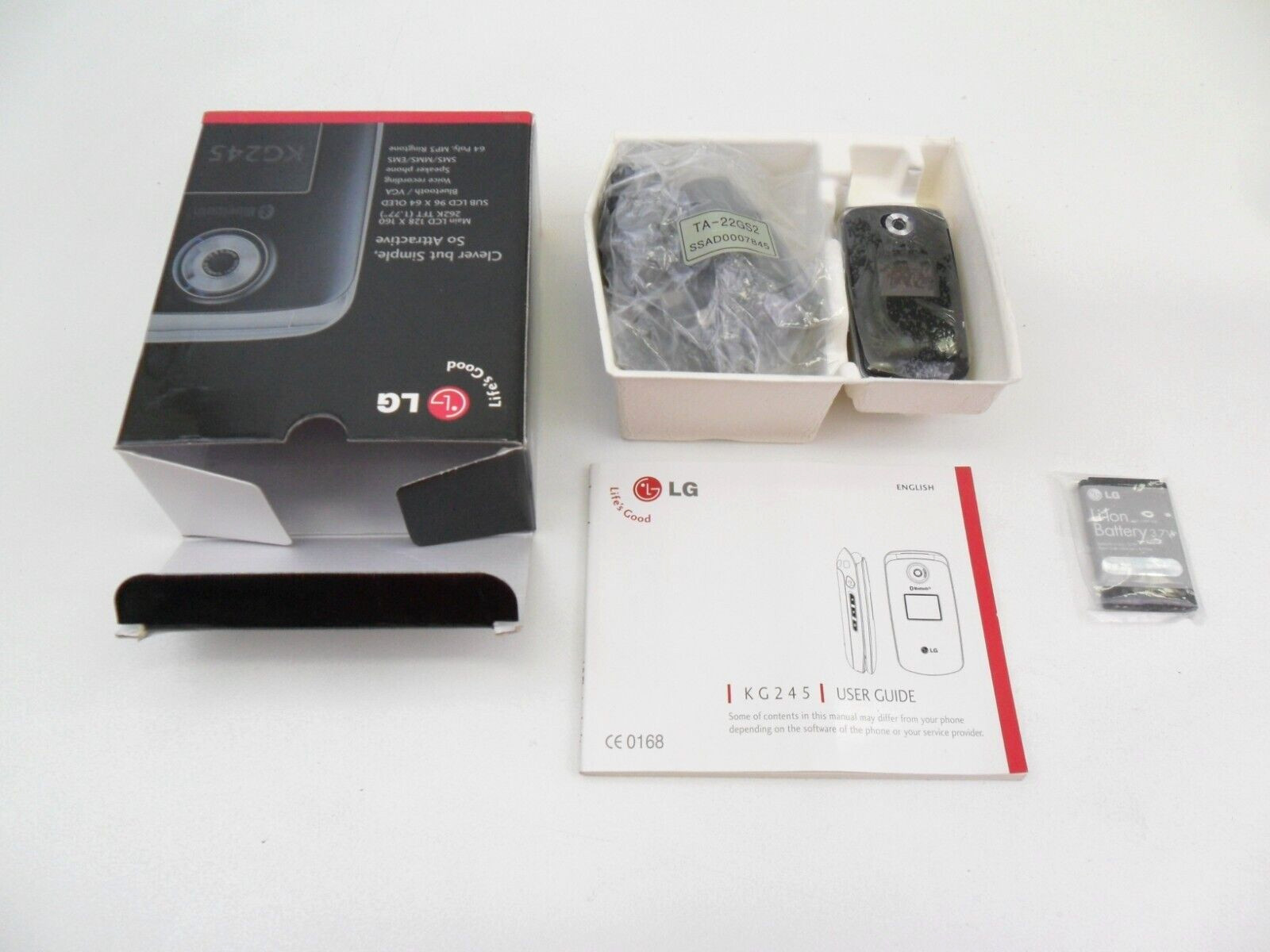 LG KG245 PHONE FLIP VGA CAMERA BLUETOOTH TFT DISPLAY BLACK with RETAIL BOX