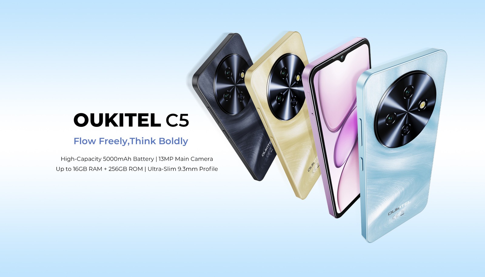 New OUKITEL C5 Smartphone 4GB+256GB 5000mAh Dual SIM 6.52″ Android 14 Handy GPS