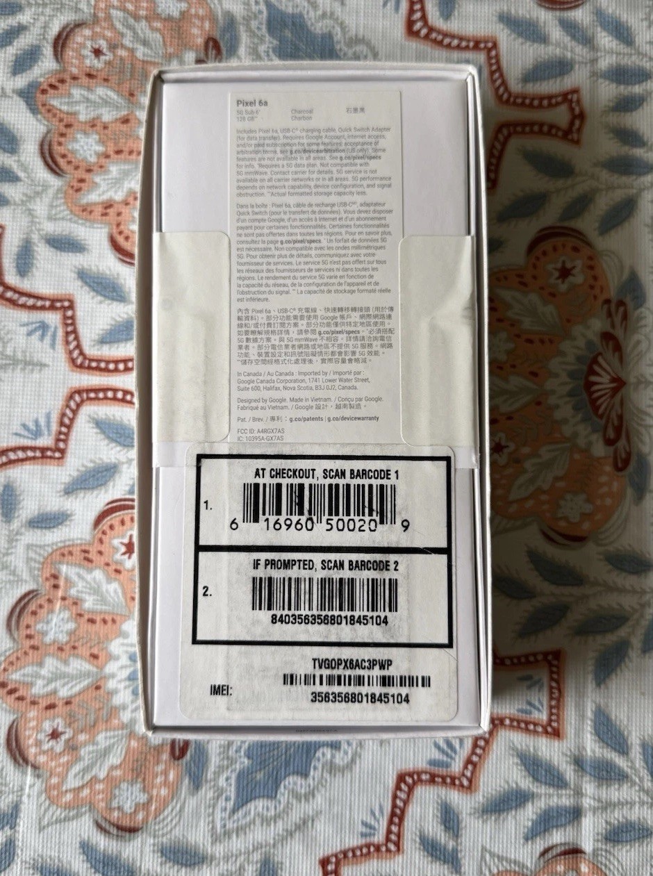 NIB Google Pixel 6a – 128 GB – BLACK – Total by Verizon Locked – FREE SHIPPING