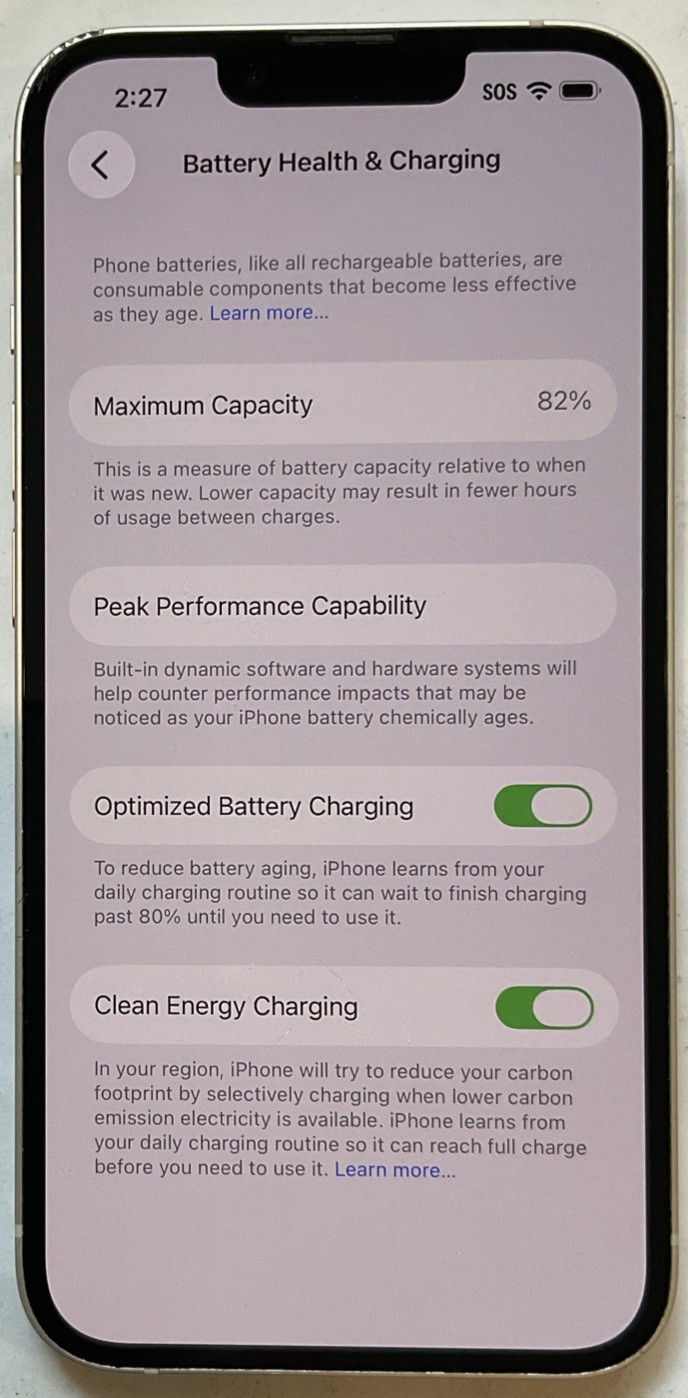 USED GSM UNLOCKED STARLIGHT, iPhone 14, 128GB A2649 MPUN3LL/A WITH 82% BATTERY