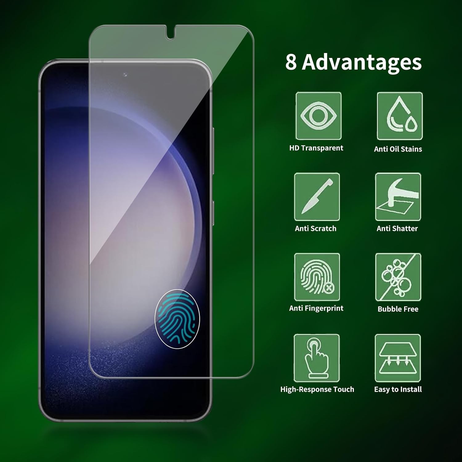 2 Pack Screen Protectors for Samsung Galaxy S23+/S23 6.1″ Tempered Glass, Case F