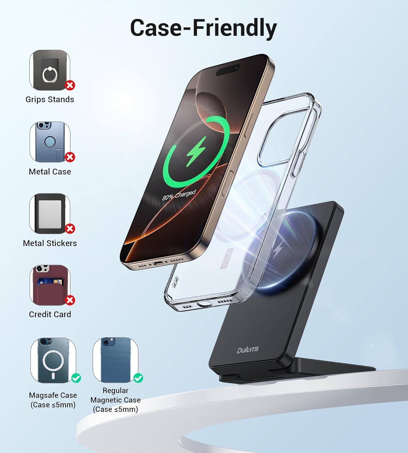15W Wireless Fast Charger Stand for iPhone 17/16 Series