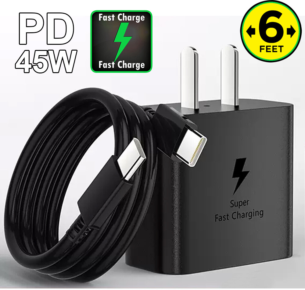 45W PD Fast Charger Wall Adapter Phone Power Type C Cable For Samsung Galaxy S23