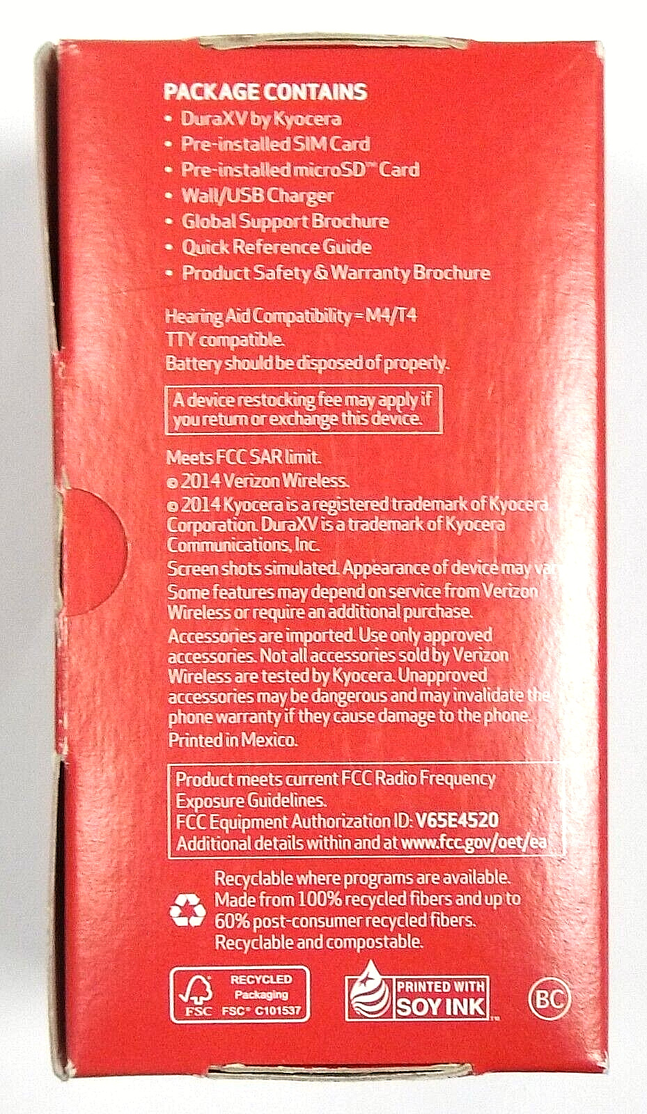 Kyocera Dura XV+ E4520 – Black and Red ( Verizon ) Flip Phone – Post Pay Version