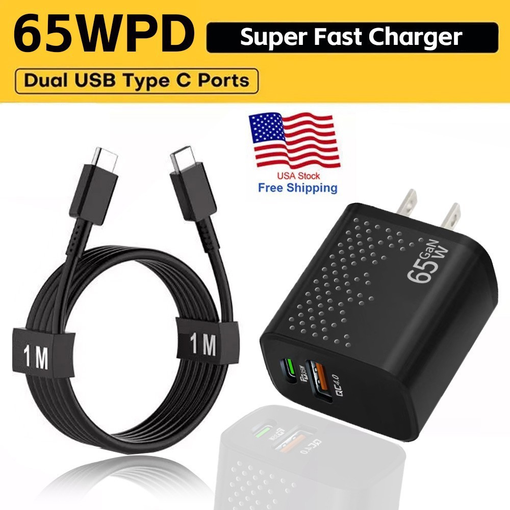 65W Type USB C Super Fast Wall Charger+3ft Cable For Samsung Galaxy S22 S21 S23