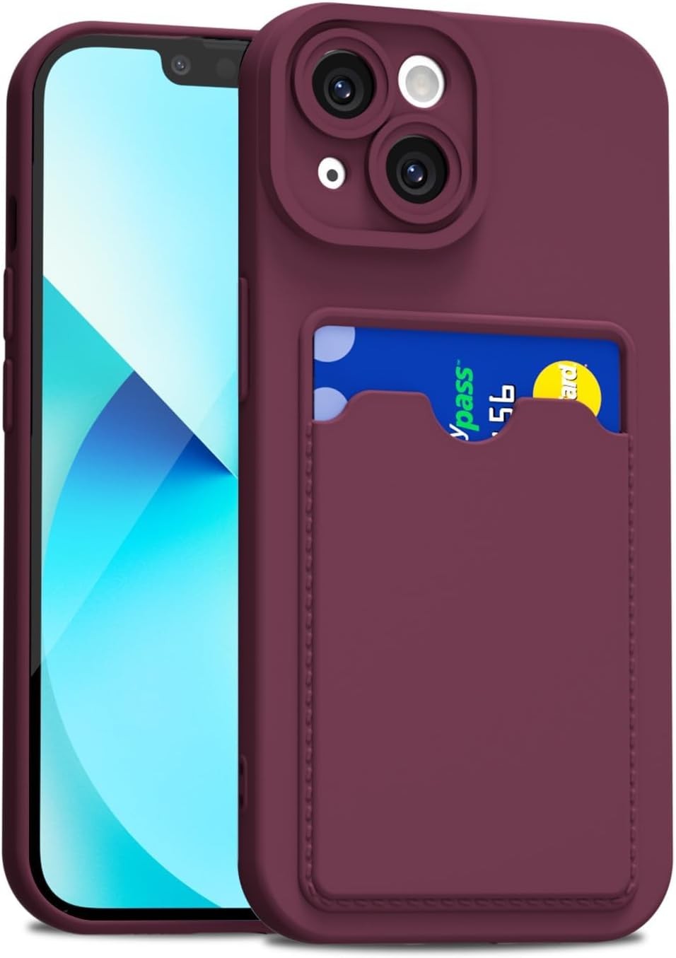 iPhone 13 Mini Case with Card Holder Slim, Thin Silicone Wallet Phone Case