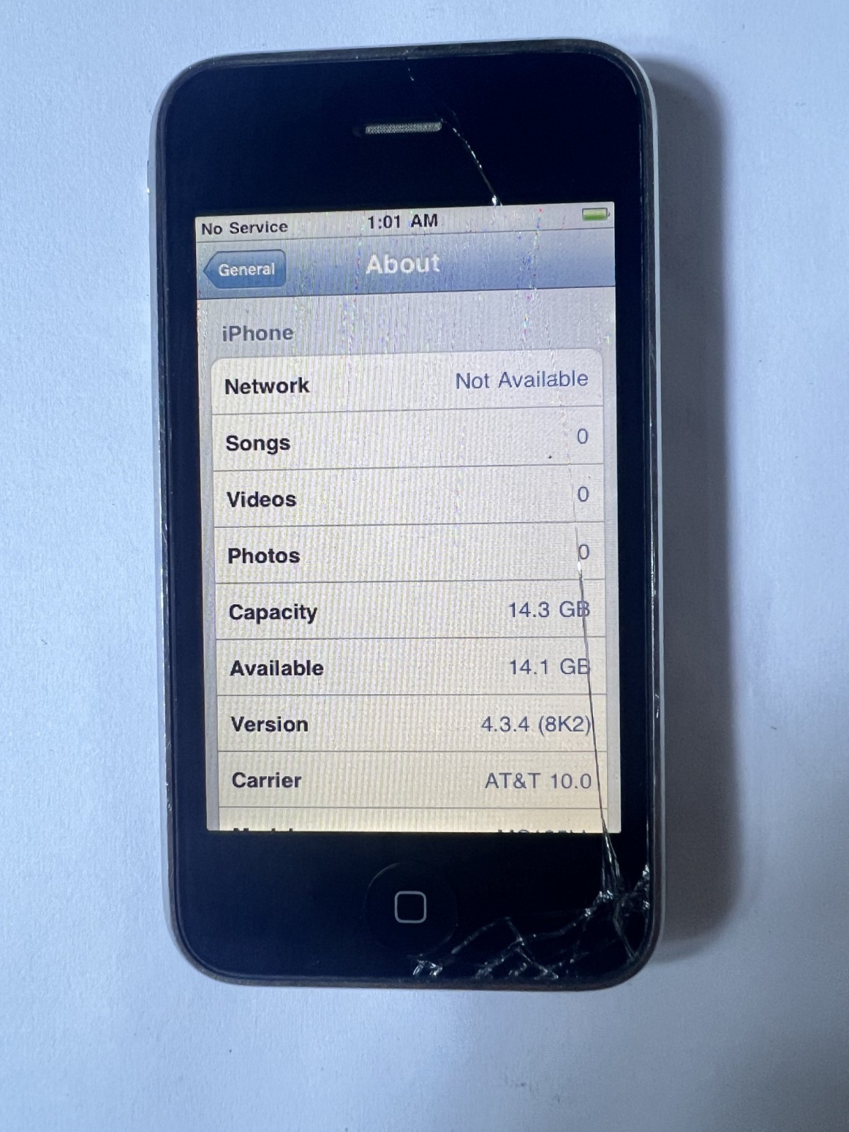 Apple iPhone 3GS 16GB Black AT&T MC135LL/A A1303 RARE iOS 4.3.4 FAIR Condition!