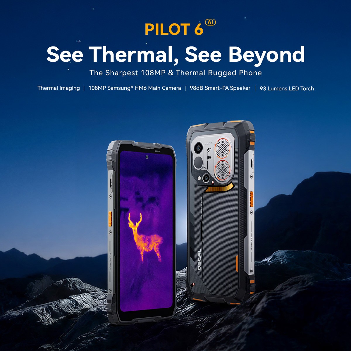 Blackview OSCAL PILOT 6 Rugged Smartphone 48GB+256GB Thermal Imaging NFC 108MP
