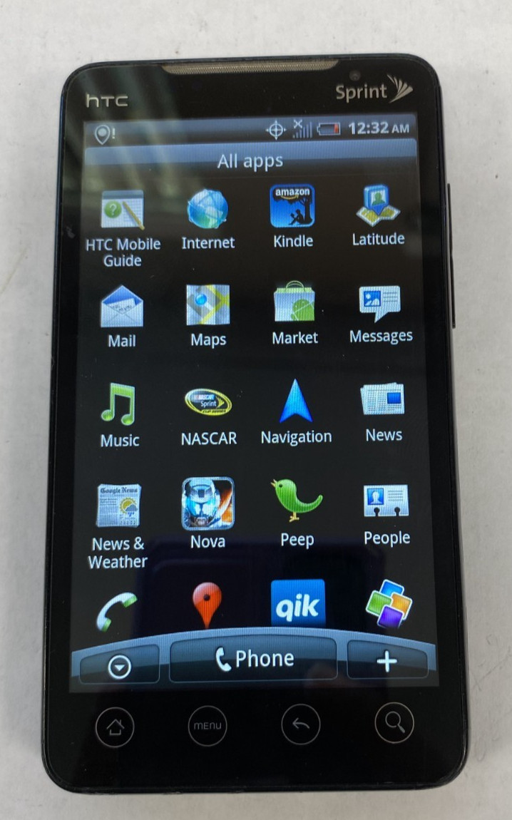 HTC EVO 4G Sprint PCS BLACK Google Android Smartphone Bluetooth 0504-07T