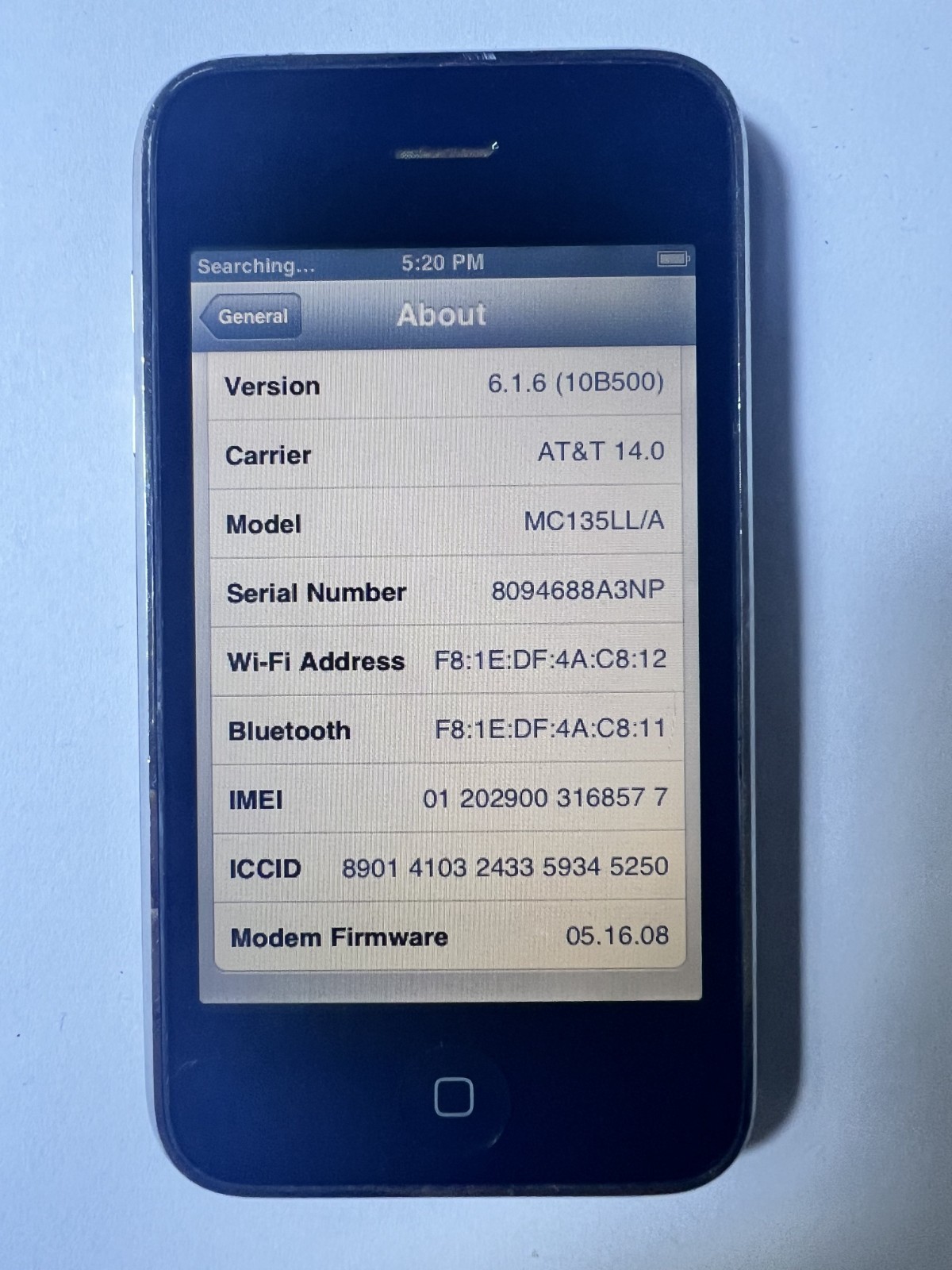 Apple iPhone 3GS 16GB Black AT&T MC135LL/A A1303 NICE iOS 6.1.6 -Good Condition