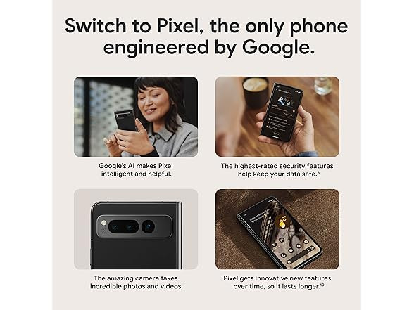 Google Pixel Fold 256GB Obsidian Unlocked 5G Android Phone Foldable G9FPL New